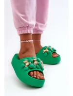 Dámské Pěnové Pantofle S Ozdobami Na Podrážce Zelené model 21666031 - Boto Dámské Pěnové Pantofle S Ozdobami Na Podrážce Zelené model 21666031 - Boto