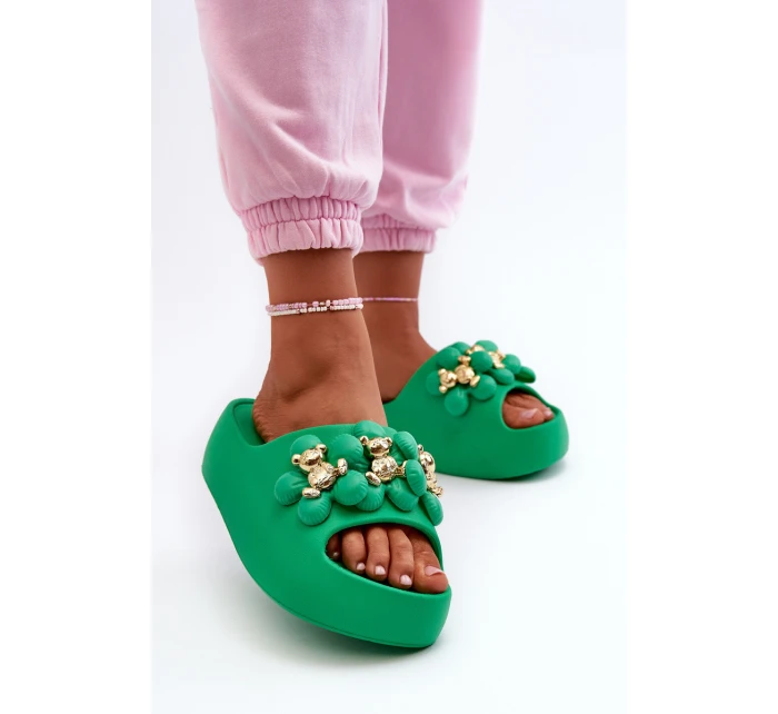 Dámské Pěnové Pantofle S Ozdobami Na Podrážce Zelené model 21666031 - Boto Dámské Pěnové Pantofle S Ozdobami Na Podrážce Zelené model 21666031 - Boto
