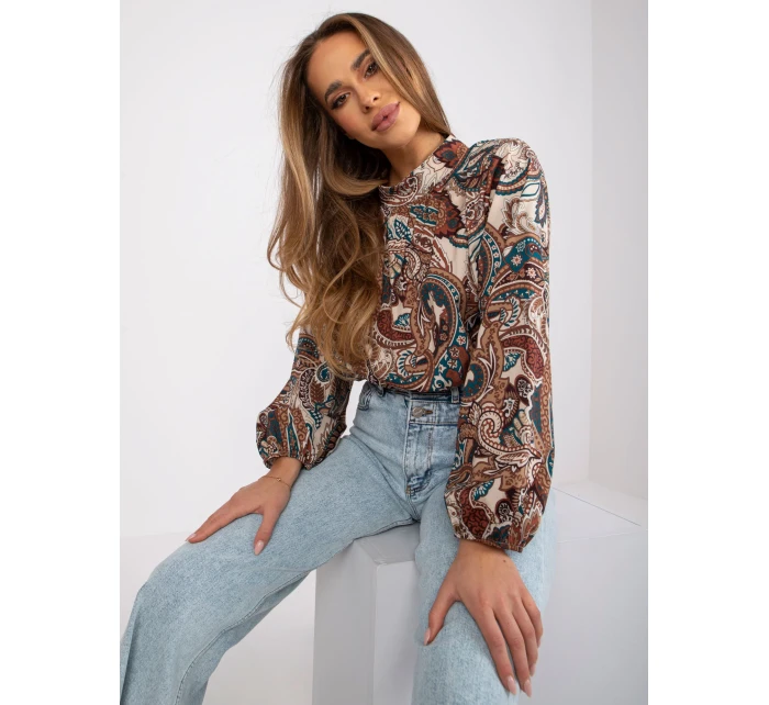 Bluzka DHJ BZ model 19755075 ciemny bezowy - FPrice Bluzka DHJ BZ model 19755075 ciemny bezowy - FPrice