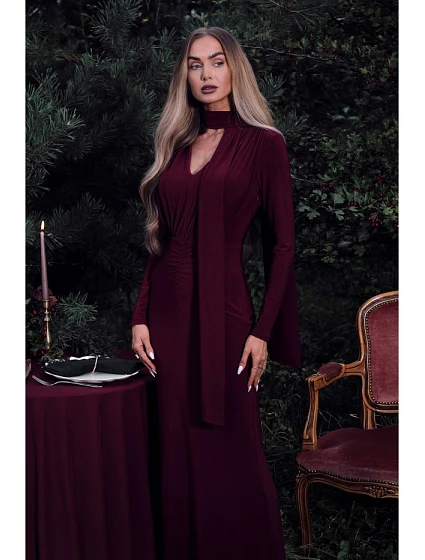Šaty s řasením a  bordó model 21479357 - Moe