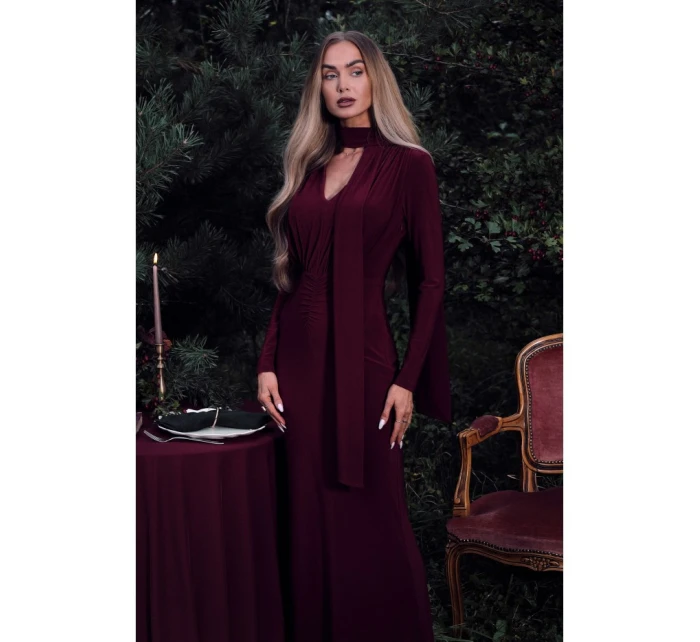 Šaty s řasením a  bordó model 21479357 - Moe