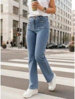 Dámské džíny s vysokým pasem a širokými nohavicemi modré FashionStreet UY2867 Dámské džíny s vysokým pasem a širokými nohavicemi modré FashionStreet UY2867