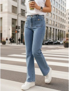 Dámské džíny s vysokým pasem a širokými nohavicemi modré FashionStreet UY2867