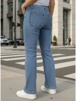 Dámské džíny s vysokým pasem a širokými nohavicemi modré FashionStreet UY2867 Dámské džíny s vysokým pasem a širokými nohavicemi modré FashionStreet UY2867