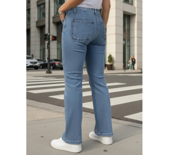 Dámské džíny s vysokým pasem a širokými nohavicemi modré FashionStreet UY2867 Dámské džíny s vysokým pasem a širokými nohavicemi modré FashionStreet UY2867