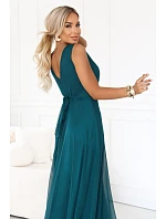 dlouhé maxi šaty s kulatým výstřihem – zelená model 22282676 - numoco basic dlouhé maxi šaty s kulatým výstřihem – zelená model 22282676 - numoco basic