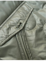 Krátká dámská prošívaná bunda v khaki barvě (B8185-11)