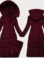 Dámská zimní bunda s páskem J Style bordó (5M3227-1)