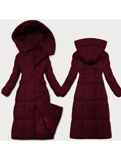 Dámská zimní bunda ve vínové bordó barvě s páskem J Style (5M3227-1) Dámská zimní bunda ve vínové bordó barvě s páskem J Style (5M3227-1)