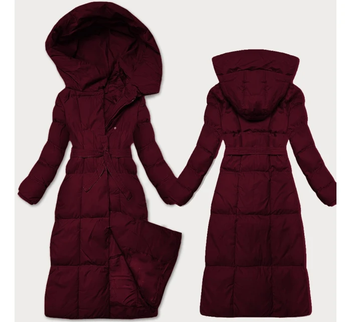 Dámská zimní bunda ve vínové bordó barvě s páskem J Style (5M3227-1) Dámská zimní bunda ve vínové bordó barvě s páskem J Style (5M3227-1)
