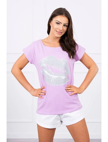 Halenka s potiskem rtů fialová