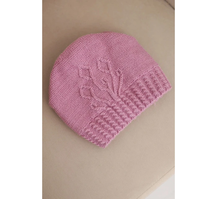 Dámská zimní čepice z vlny s  tmavě růžová model 21866358 - K-Fashion