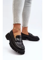 Dámské mokasíny s černým páskem model 21649209 - VINCEZA