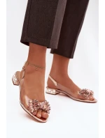 Průhledné sandály s mašlí D&A model 21908380 růžové zlato - S.Barski