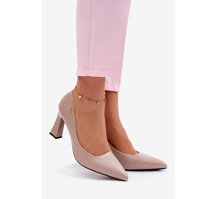 Elegantní lodičky na podpatku Vinceza 62276 Béžové