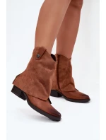 Dámské zateplené kotníkové botky kovbojky na sloupku – camel Sylvette Dámské zateplené kotníkové botky kovbojky na sloupku – camel Sylvette