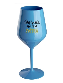 ÚKLID POČKÁ, ALE VÍNO ZVĚTRÁ - modrá nerozbitná sklenice na víno 470 ml