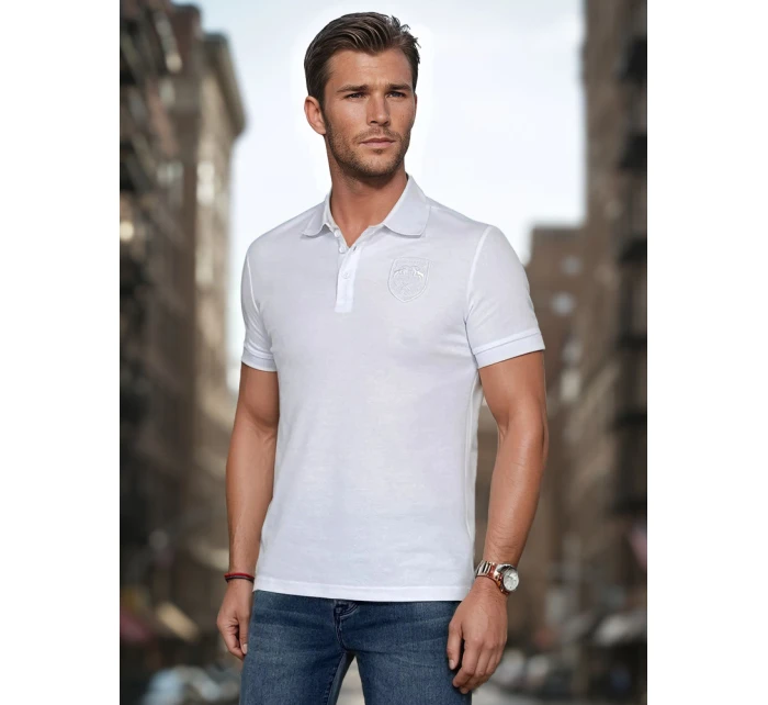 Pánská polokošile s nášivkou bílá FashionStreet PX0627 Pánská polokošile s nášivkou bílá FashionStreet PX0627