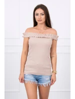 Španělská halenka s volánky béžová Španělská halenka s volánky béžová