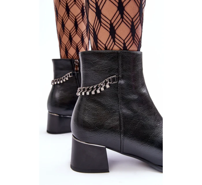 Kožené boty s nízkým podpatkem černé Rennie Kožené boty s nízkým podpatkem černé Rennie