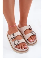 Dámské Semišové Pantofle S Přezkami Béžové D.Franklin DFSH405001