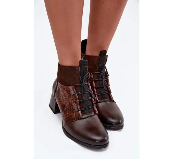 model 21712117 kožené kotníčkové boty na podpatku vyhřívané čokoládové - Zazoo model 21712117 kožené kotníčkové boty na podpatku vyhřívané čokoládové - Zazoo