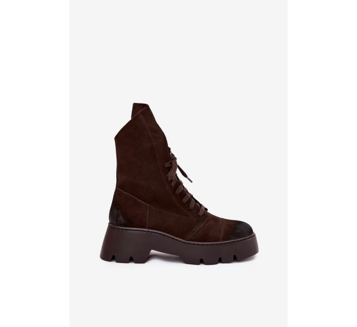 Dámské workery Z Naturalnego Zamszu Zazoo 976 Čokoládové Dámské workery Z Naturalnego Zamszu Zazoo 976 Čokoládové