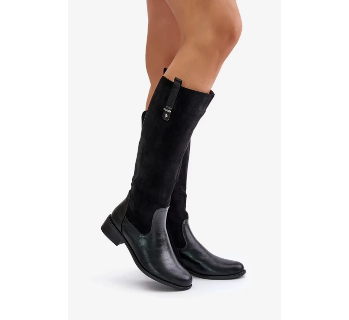 Dámské Zateplené Kozačky Pod Kolena Na Zip Černé Ivasira