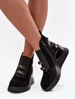 Dámské kotníkové boty na platformě D&A – černé