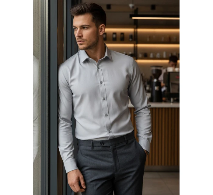 Pánská elegantní košile světle šedá Dstreet model 21968140 - FashionStreet Pánská elegantní košile světle šedá Dstreet model 21968140 - FashionStreet