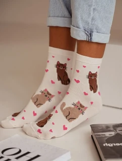 Milena ponožky 0200-136 Kočky a srdce 37-41