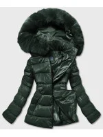 KRÓTKA BŁYSZCZĄCA KURTKA DAMSKA ZIELONA model 21244104 - S'WEST