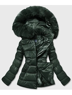 KRÓTKA BŁYSZCZĄCA KURTKA DAMSKA ZIELONA model 21244104 - S'WEST