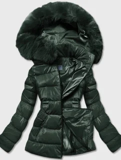 KRÓTKA BŁYSZCZĄCA KURTKA DAMSKA ZIELONA model 21244104 - S'WEST
