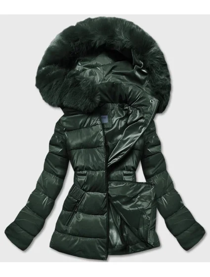 KRÓTKA BŁYSZCZĄCA KURTKA DAMSKA ZIELONA model 21244104 - S'WEST