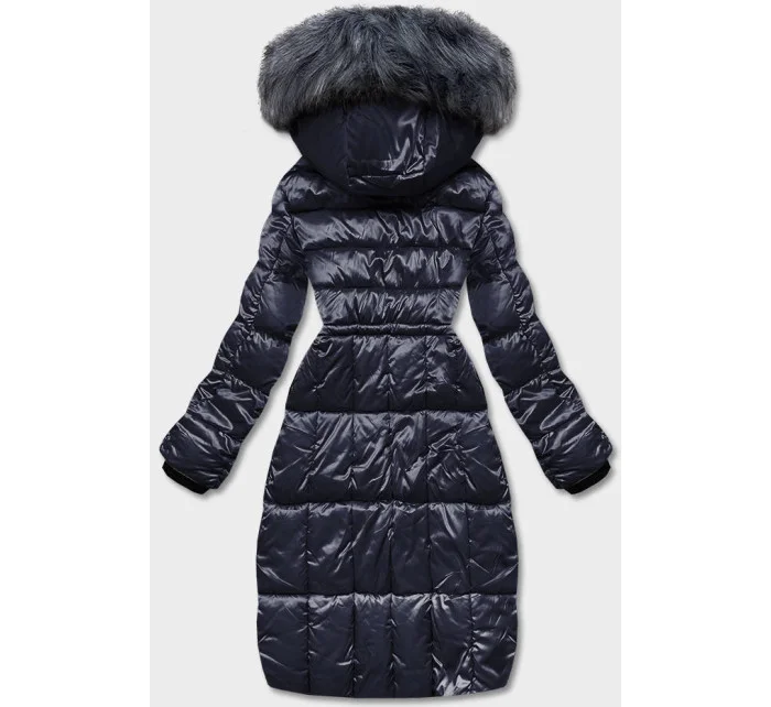 Tmavě modrá dámská metalická zimní bunda (B8073-3) Tmavě modrá dámská metalická zimní bunda (B8073-3)
