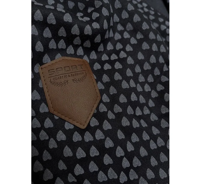 Tmavě modrá rozepínací dámská mikina se vzorem srdíček (2315) Tmavě modrá rozepínací dámská mikina se vzorem srdíček (2315)