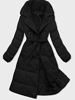 Dámský zimní kabát s kožešinovým límcem J Style černý (16M9168-392A)
