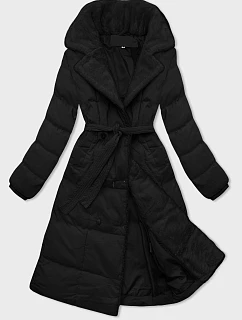Dámský zimní kabát s kožešinovým límcem J Style černý (16M9168-392A)