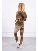 Velurová souprava s kapucí hnědá