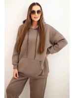 Dámský teplákový komplet zateplený z bavlny s kapucí fango