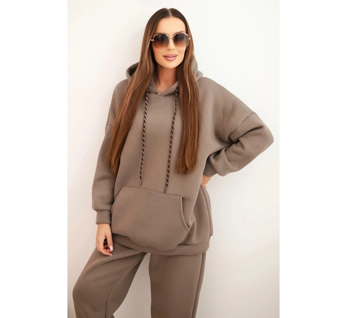 Dámský teplákový komplet zateplený z bavlny s kapucí fango