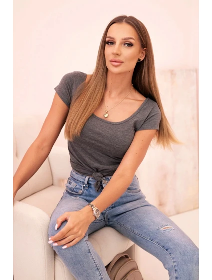 Dámská klasická bavlněná blůza s krátkým rukávem modrá