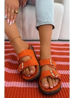 Dámské pantofle oranžové s přezkami model 21908441 - Boto