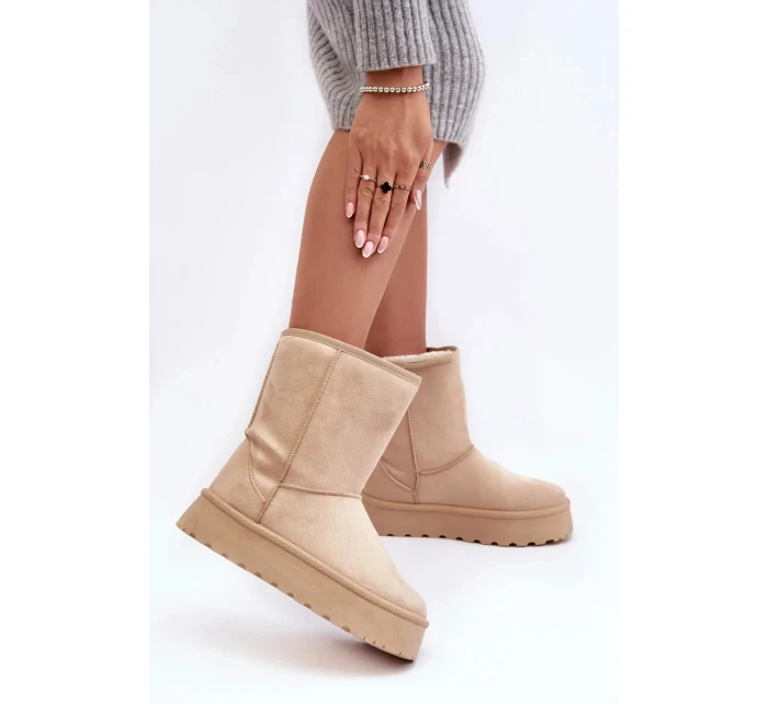 Béžové dámské boty do sněhu Abrams s kožíškem