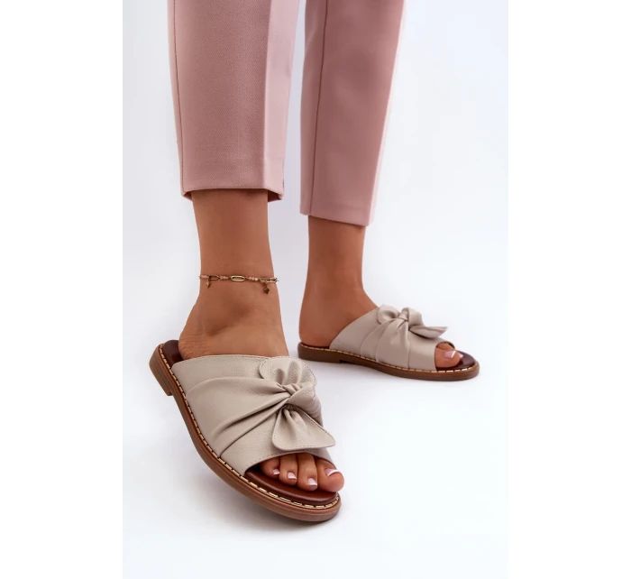 Dámské pantofle na plochém podpatku Béžová Nelvira