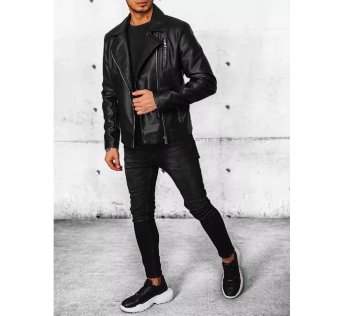 Pánská kožená bunda černá FashionStreet TX4385