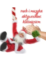 VÁNOČNÍ SANTA HRAJÍCÍ SI NA POHYBLIVÉHO ZÁVĚSNÉHO S LÍZÁTKEM CUKROVÍ 82CM SLÍDA