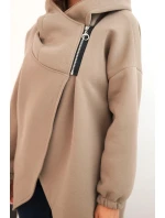 Dámská zateplená mikina s kapucí a asymetrickým zipem fango