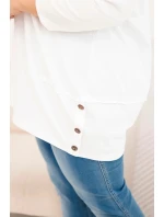 Dámská blůza Plus Size z bavlny s ozdobnými knoflíky a ohrnutými rukávy ecru